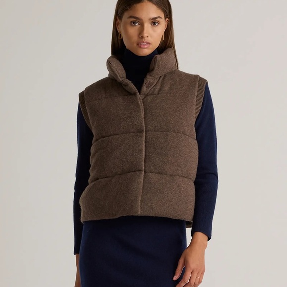 Quince NWT Mongolian Cashmere Brown Puffer Vest medium - Picture 1 of 8